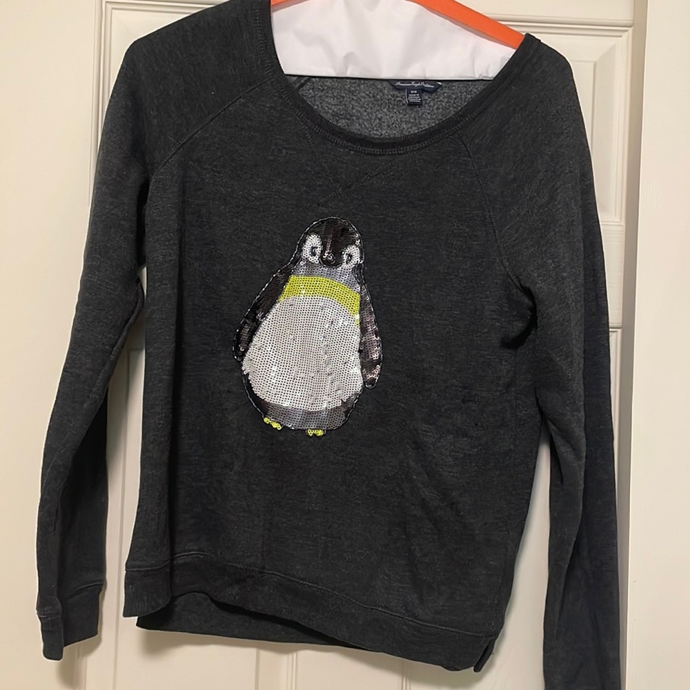American Eagle Sequins Penguin Sweater